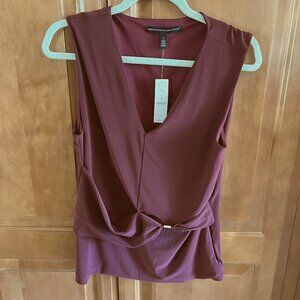WHITE HOUSE BLACK MARKET - Sleeveless Tank/Shell w/Gold Bar, Size L, Port (NWT)